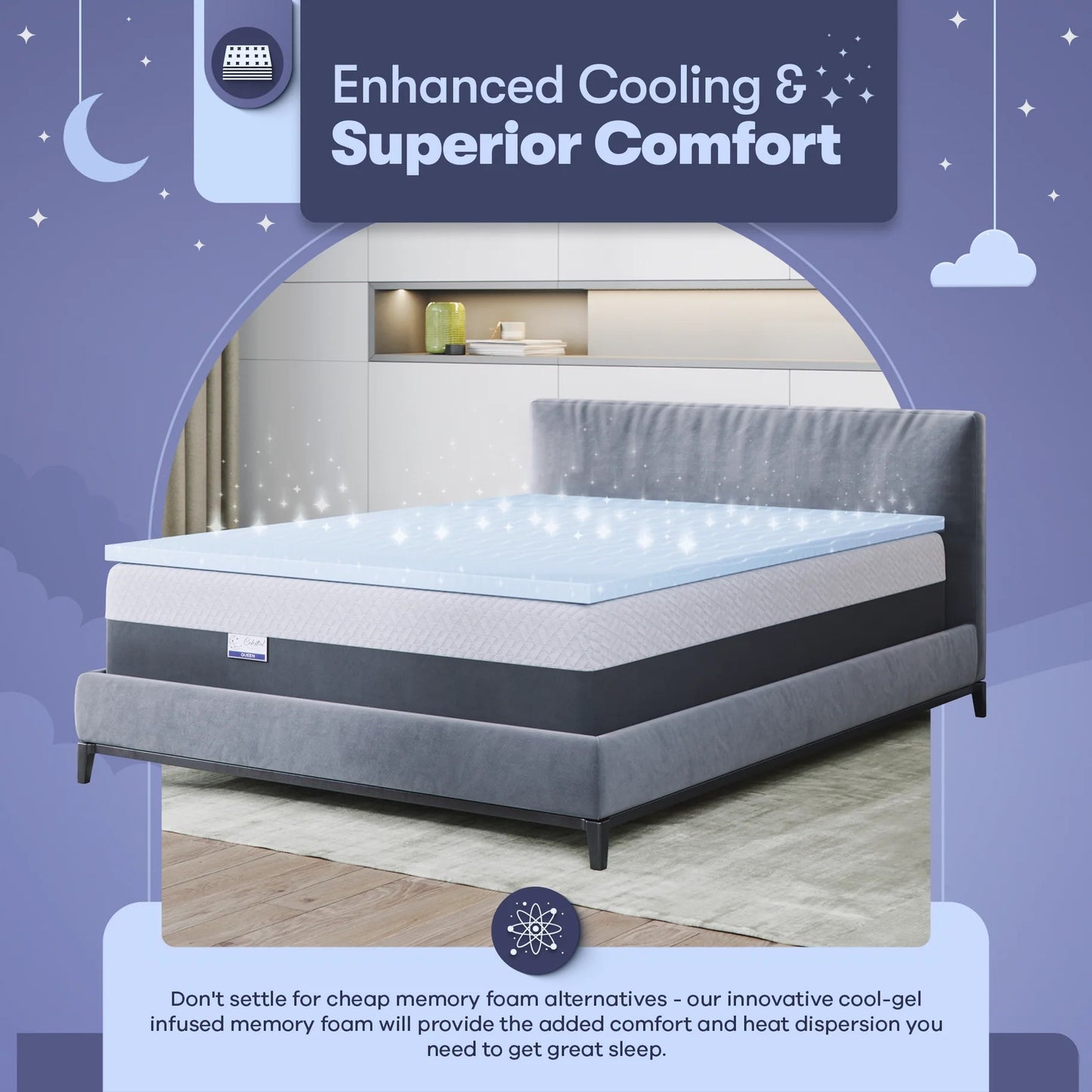 Cool Gel Memory Foam Mattress Topper