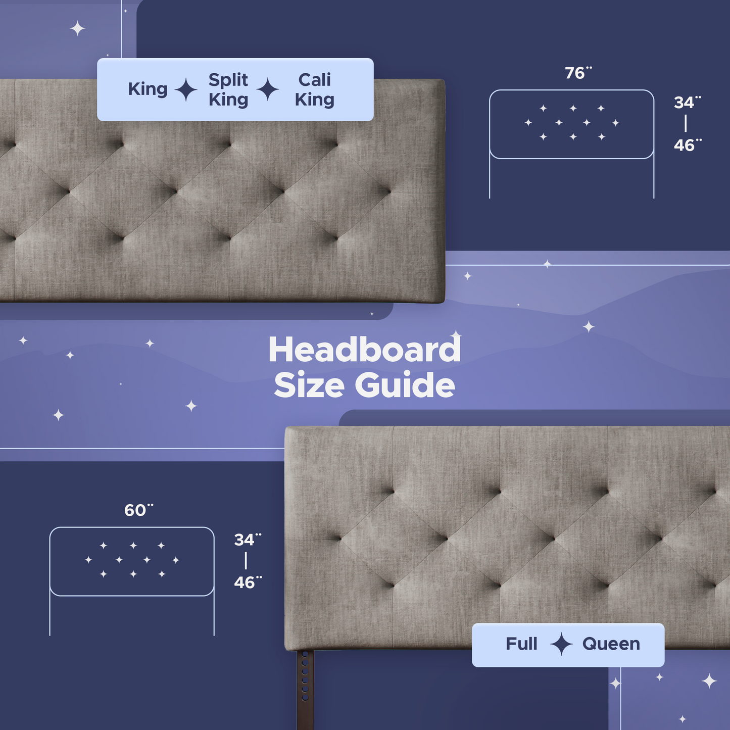 Diamond-Tufted Mid-Rise Upholstered Headboard